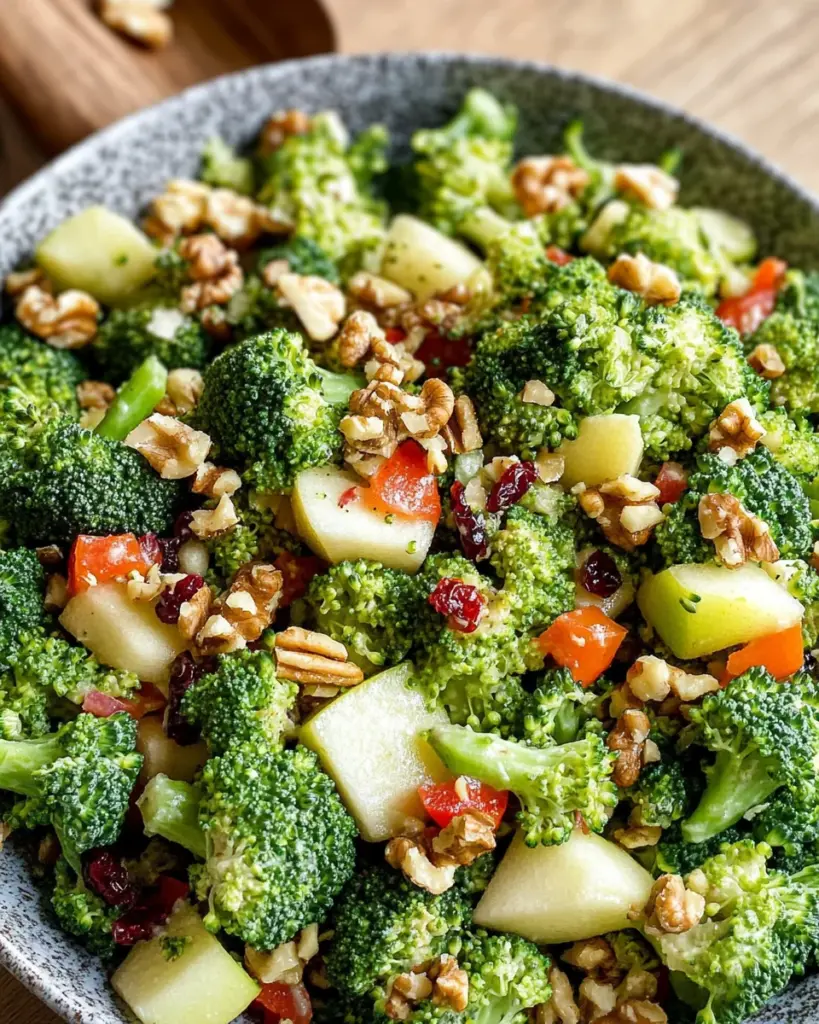 Brokkoli-Salat mit Apfel und Paprika (roh und vegan)