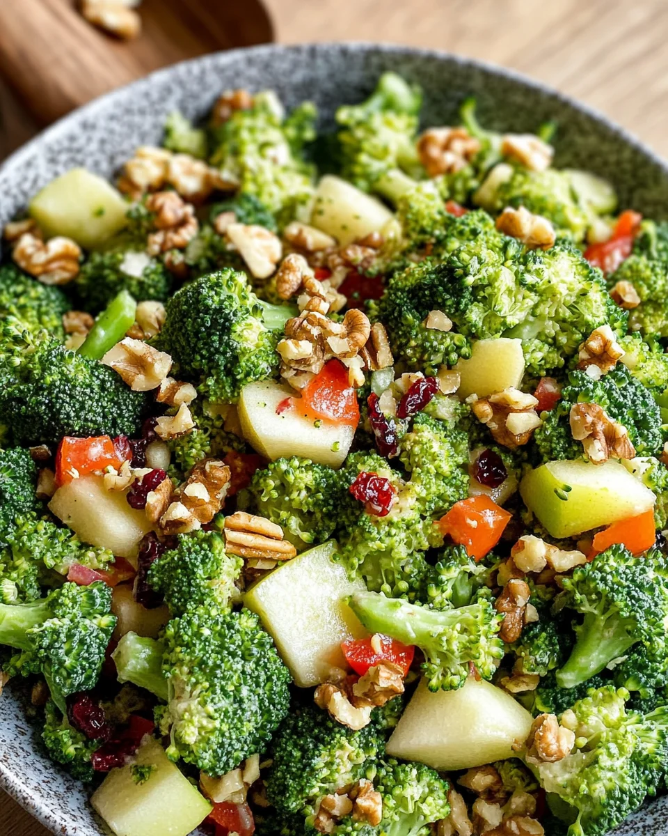 Brokkoli-Salat mit Apfel und Paprika (roh und vegan)