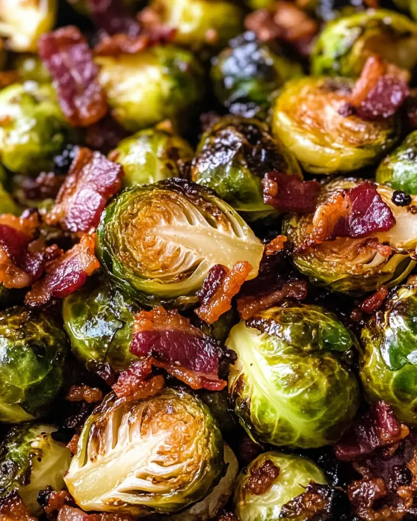 Crispy Honey Mustard Brussels Sprouts with Bacon