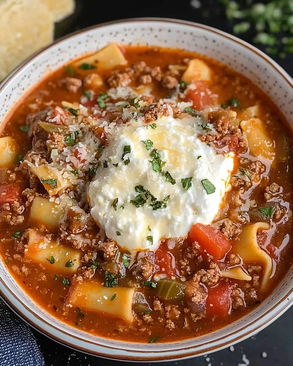 Easy Crock pot Lasagna Soup Recipe