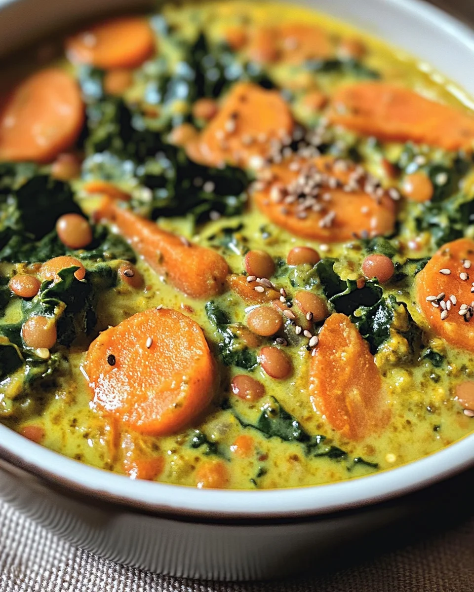 Grünkohl-Curry mit roten Linsen und Karotten