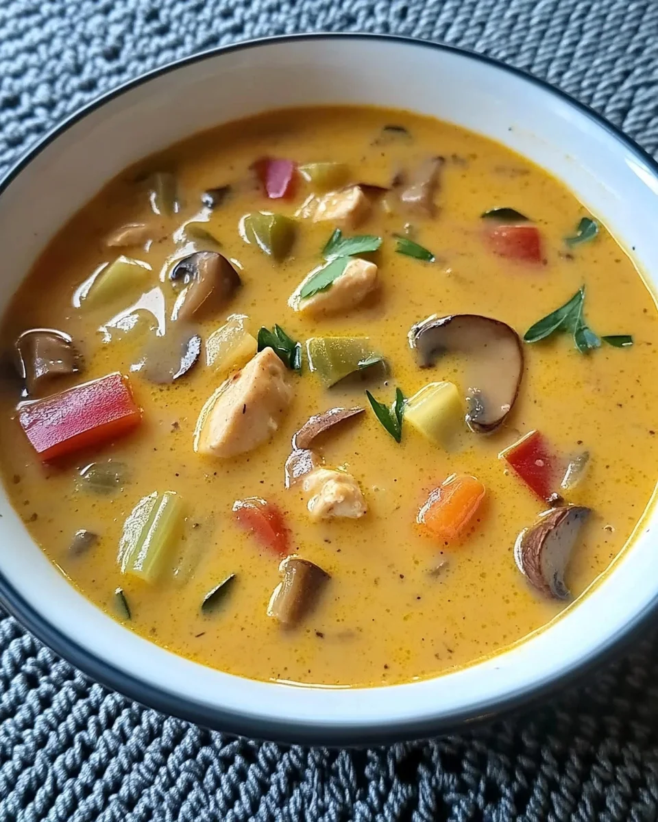 Hähnchen-Curry-Lauch-Suppe