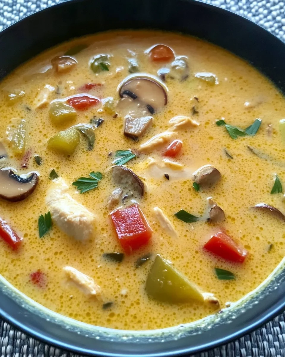 Hähnchen-Curry-Lauch-Suppe