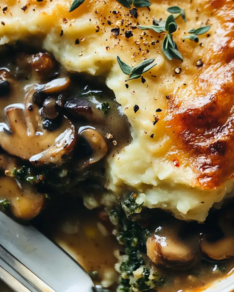 Mushroom Gravy Pie with Garlicky Kale Mashed Potatoes