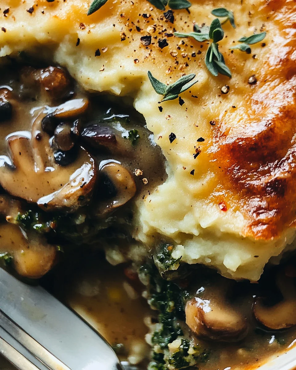 Mushroom Gravy Pie with Garlicky Kale Mashed Potatoes