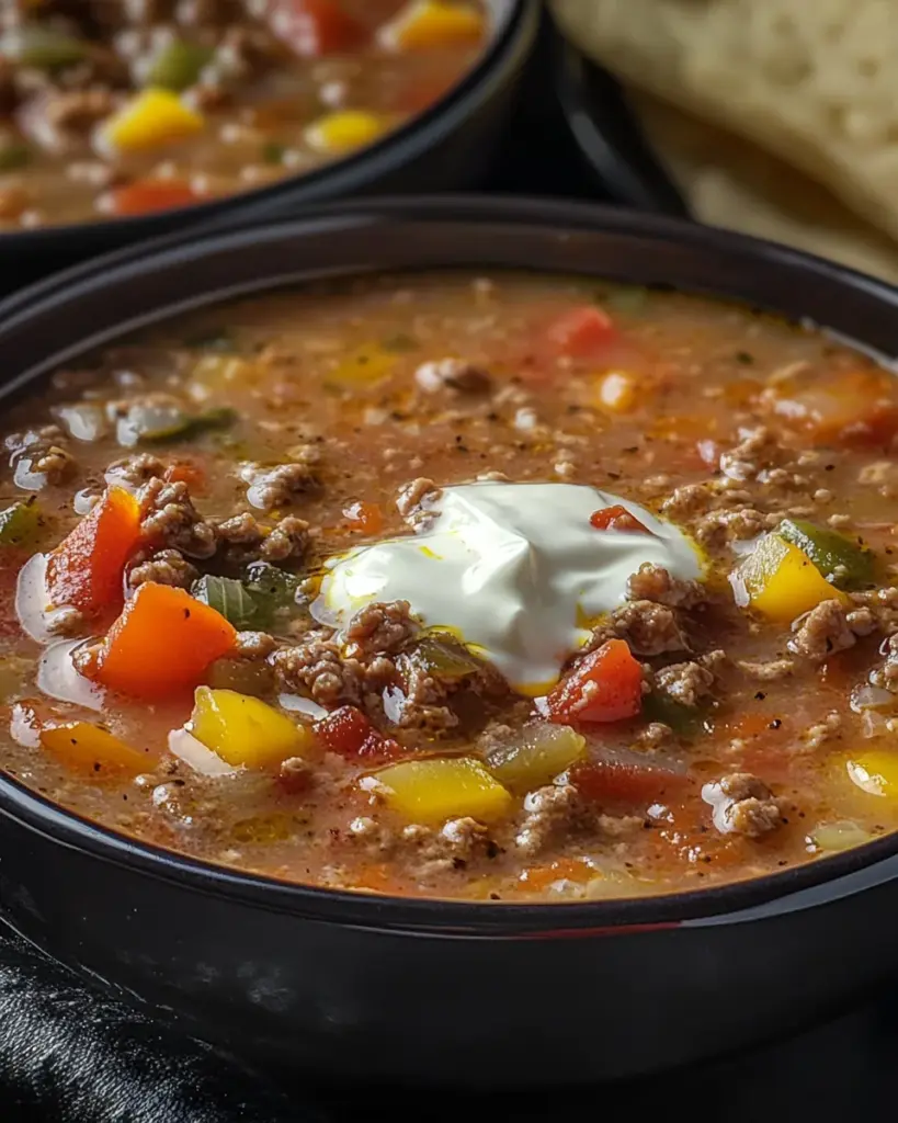 Silvestersuppe mit Hackfleisch und Schmand