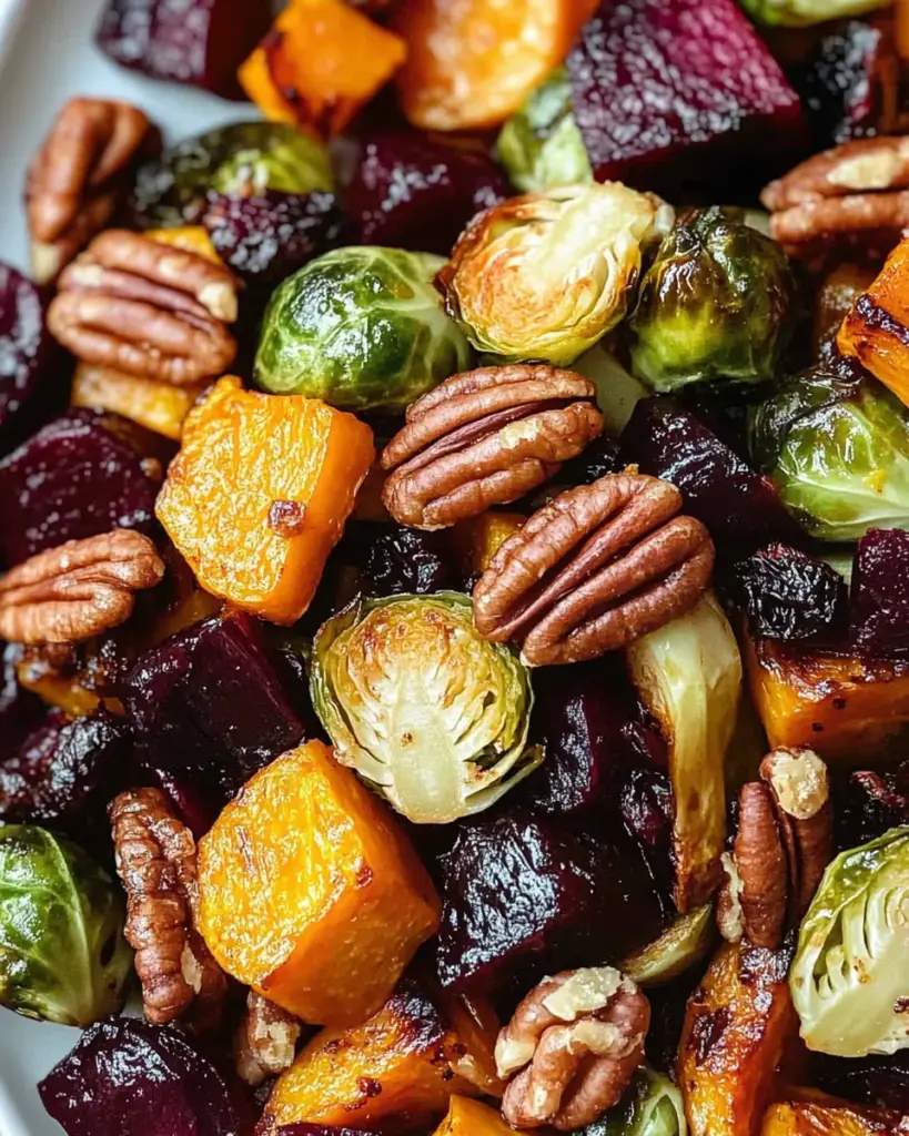 Winter Vegetable Salad with Butternut Squash, Brussels Sprouts, and Beets